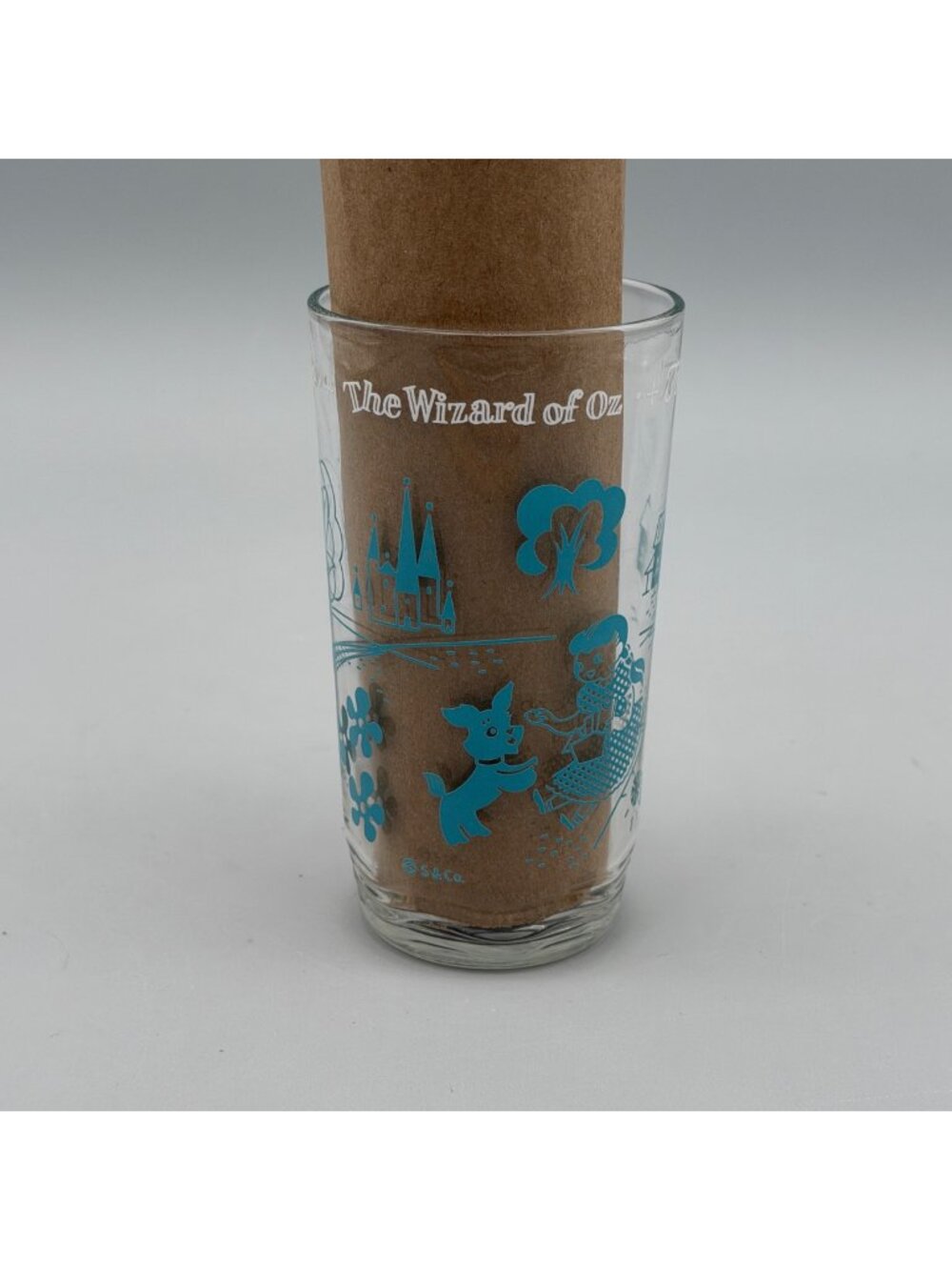 The Wizard Of Oz Toto S & Co Glass Blue Graphics Vintage 5" Tall Drinkware
